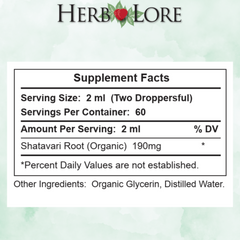 4 fl oz Shatavari Tincture Supplement Facts