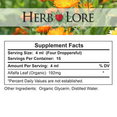 Herb Lore Alfalfa Leaf Tincture - USDA Organic