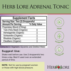 Herb Lore Adrenal Tonic - Non Alcohol Adrenal Fatigue Cortisol Support Herbal Supplement