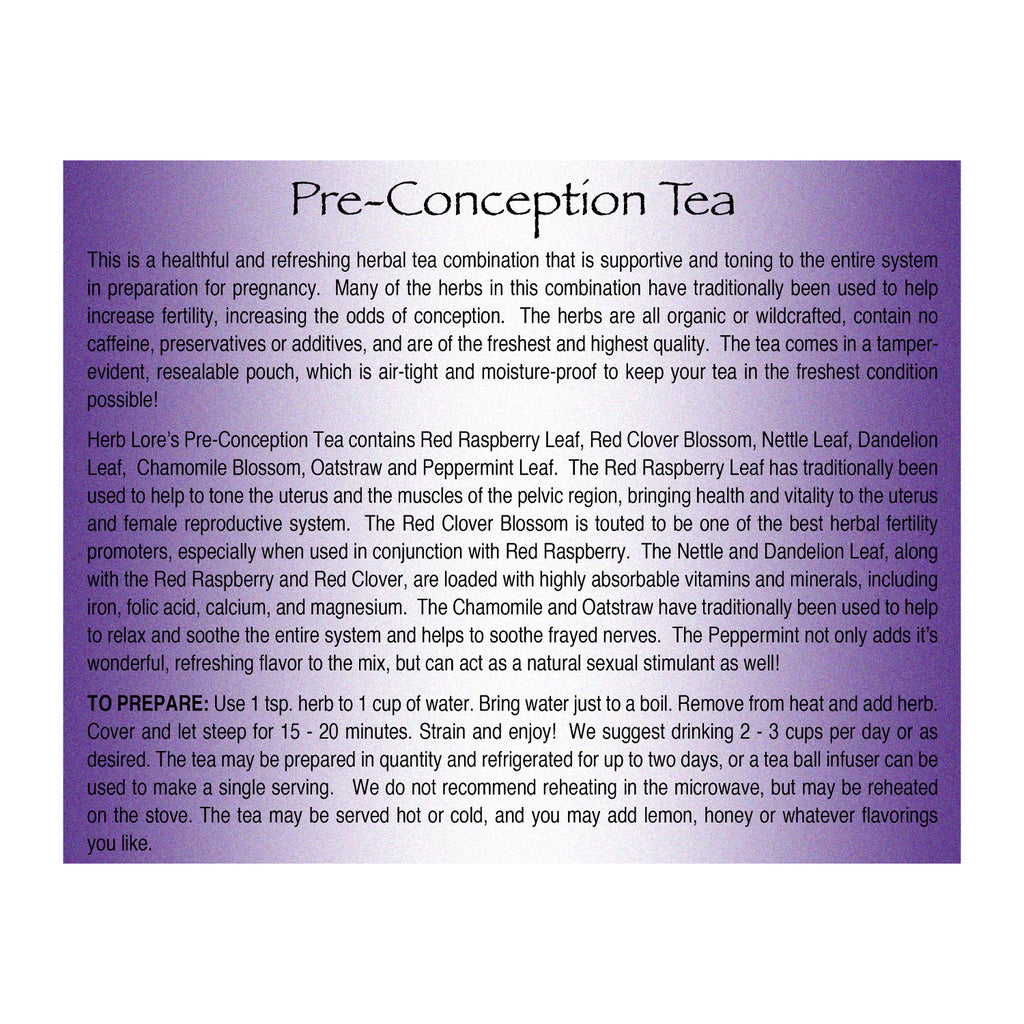Information About Herb Lore PreConception Tea - Organic Fertility Tea