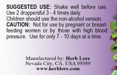 Herb Lore Non Alcohol Quiet Cough Tincture