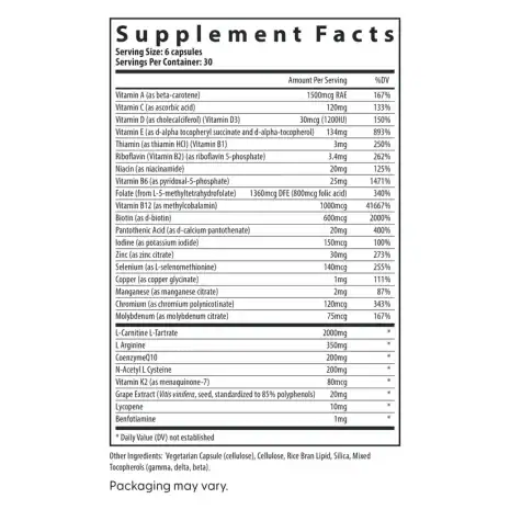 2024_FHH_ImageStack_FH.PROMEN.REV04_SFP Supplement Facts label for FH PRO for Men, listing vitamins, minerals, and fertility-supporting ingredients per serving.