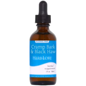 Herb Lore Cramp Bark & Black Haw tincture bottle – alcohol-free herbal supplement for gentle muscle support
