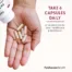 Six FH PRO for Women capsules shown in hand with suggested use instructions to take 6 capsules daily