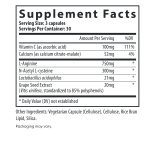 Supplement Facts label for FertileCM showing daily serving of three capsules with ingredients including L-Arginine, N-Acetyl L-Cysteine, and Vitamin C.