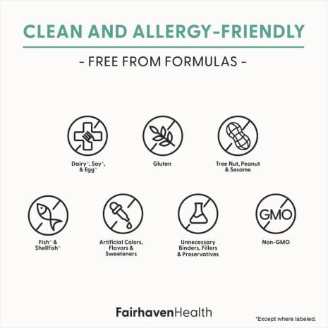 2024_FHH_ImageStack_TemplateMain Icons showing CountBoost for Men is free from dairy, soy, eggs, gluten, tree nuts, peanuts, sesame, fish, shellfish, artificial additives, and GMOs