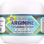 Front of 2 oz jar of Arginine Circulation Cream with L-arginine and L-citrulline, highlighting the new improved formula for healthy blood flow.