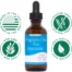 Herb Lore Pregnancy Tea Plus tincture bottle surrounded by icons for made in the USA, gluten free, non-GMO, and 100% natural