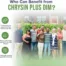 Group of diverse adults smiling in front of a garden, with overlay icons showing who can benefit from Chrysin Plus DIM: those seeking hormone balance, fitness enthusiasts, and individuals avoiding synthetic hormones.