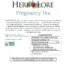 Suggested use and supplement facts label for Herb Lore Pregnancy Tea with certified organic ingredients
