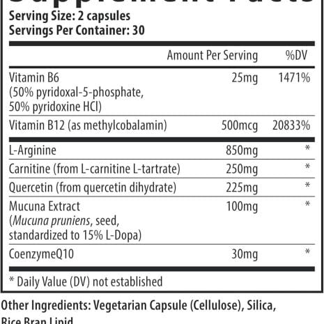71WkQDbCG L._AC_SL1500 Supplement Facts label for MotilityBoost for Men by Fairhaven Health, showing ingredients like L-Arginine, Carnitine, Quercetin, and Vitamin B12.