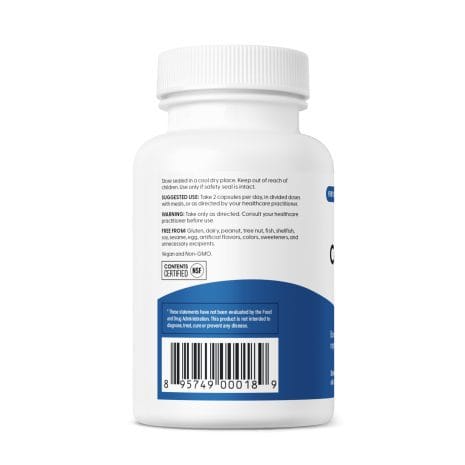FH.COUNTBOOST-US.REV02_2.25x6_150cc_FINAL01_2.25x6_150cc_LEFT Side view of CountBoost for Men bottle with usage instructions, allergen info, and disclaimer noting the product is not intended to diagnose or treat disease