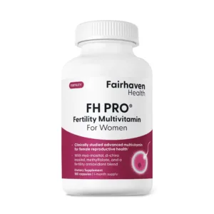 Front label of FH PRO for Women bottle featuring product name, core benefits, and one-month supply note