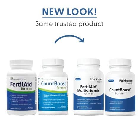 FH_ImageStack_FH.ASFAMCB_FertilAidMens_CountBoost_Bundle_NewLook FertilAid for Men and CountBoost for Men supplement bottles displayed together with text highlighting this bundle as a cost-effective solution for male reproductive wellness.