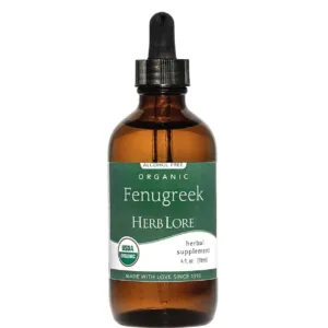 Herb Lore Organic Fenugreek Tincture 4 oz bottle with USDA Organic seal