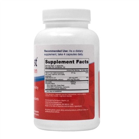 Ovaboost Supplement Facts label for OvaBoost for Women by Fairhaven Health, including myo-inositol, CoQ10, grape seed extract, and folate to support egg quality and ovarian health.