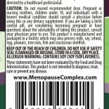 Menopause Complex suggested use and important notes.