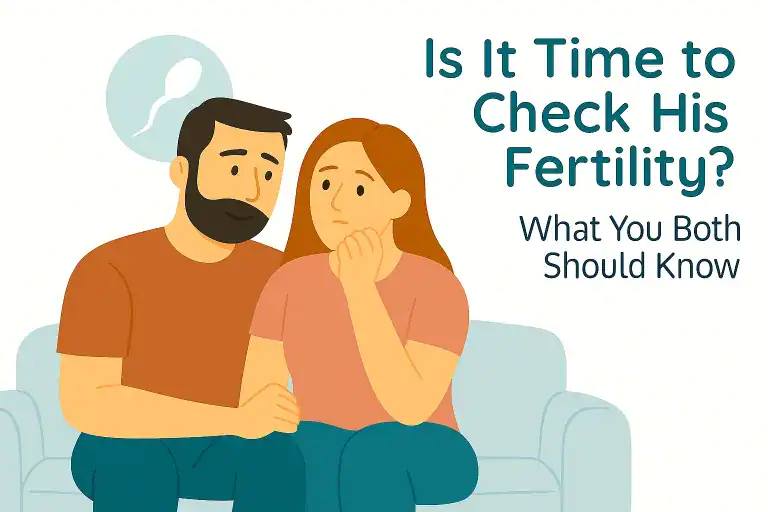 Man offering comfort to a woman as they consider checking his fertility.