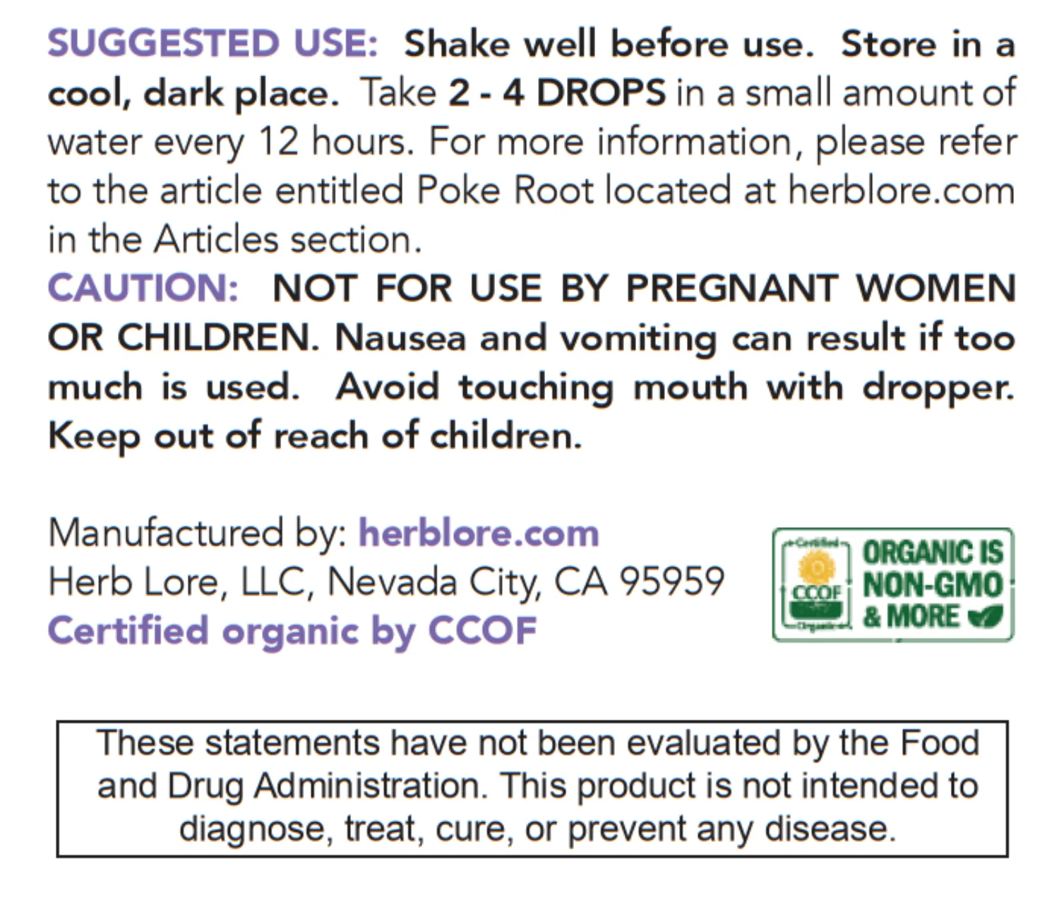 Herb Lore Poke Root Use Instructions